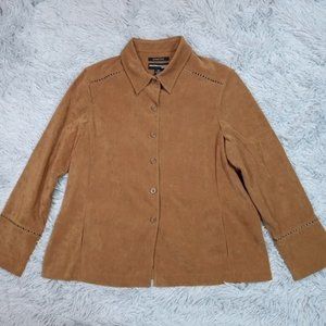 Norton Mcnaughton Womens Shirt Button Up Multicolor Petite 16 Velour Pockets‎